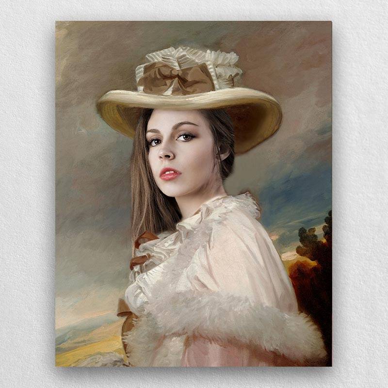 Beautiful Renaissance Portrait Woman in Hat