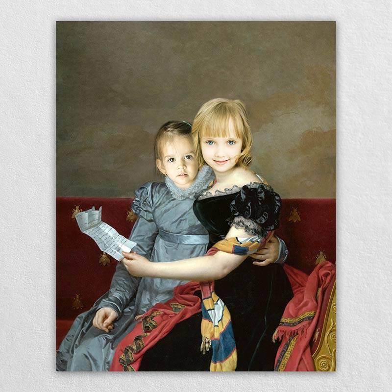 Large Custom Canvas Print Renaissance Sisters Custom Portrait