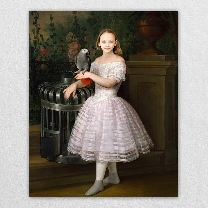 Retro Oil Painting Portrait of a Girl in White | Custom Portraits from Photos