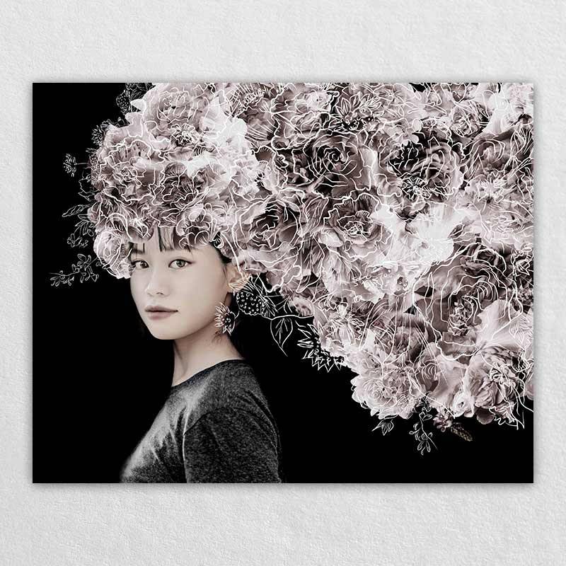 Floral Fashion Canvas Art: Omgportrait's Customized Flower Wall Portrait