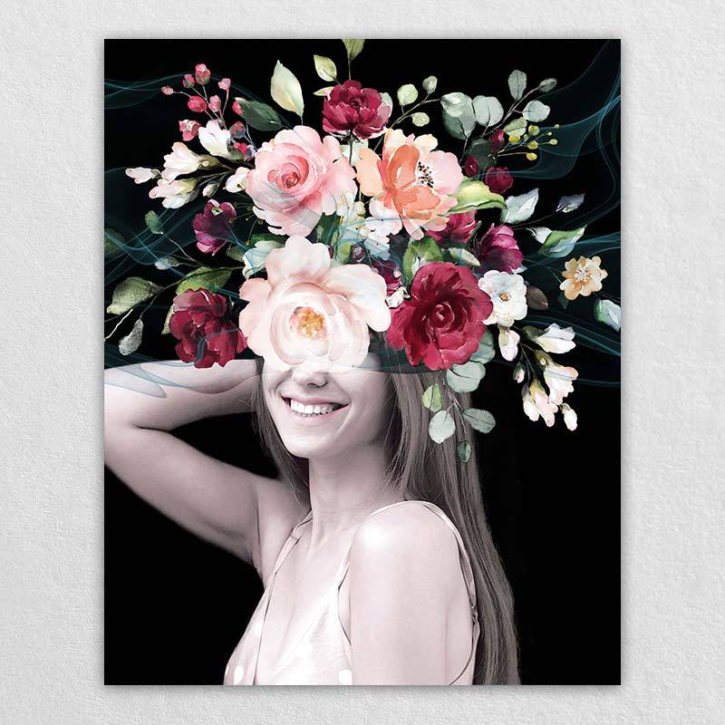 Women FlowerWall Hangings on wall| Omgportrait paint your own picture