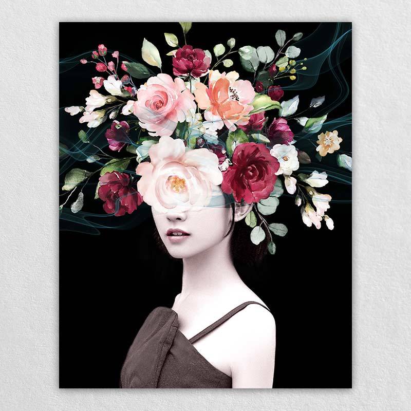 Women FlowerWall Hangings on wall| Omgportrait paint your own picture