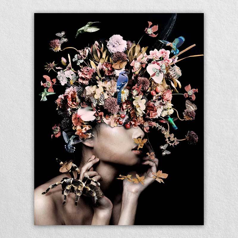 Floral Wall Hangings Art | Omgportrait Woman Wall Photo Canvas