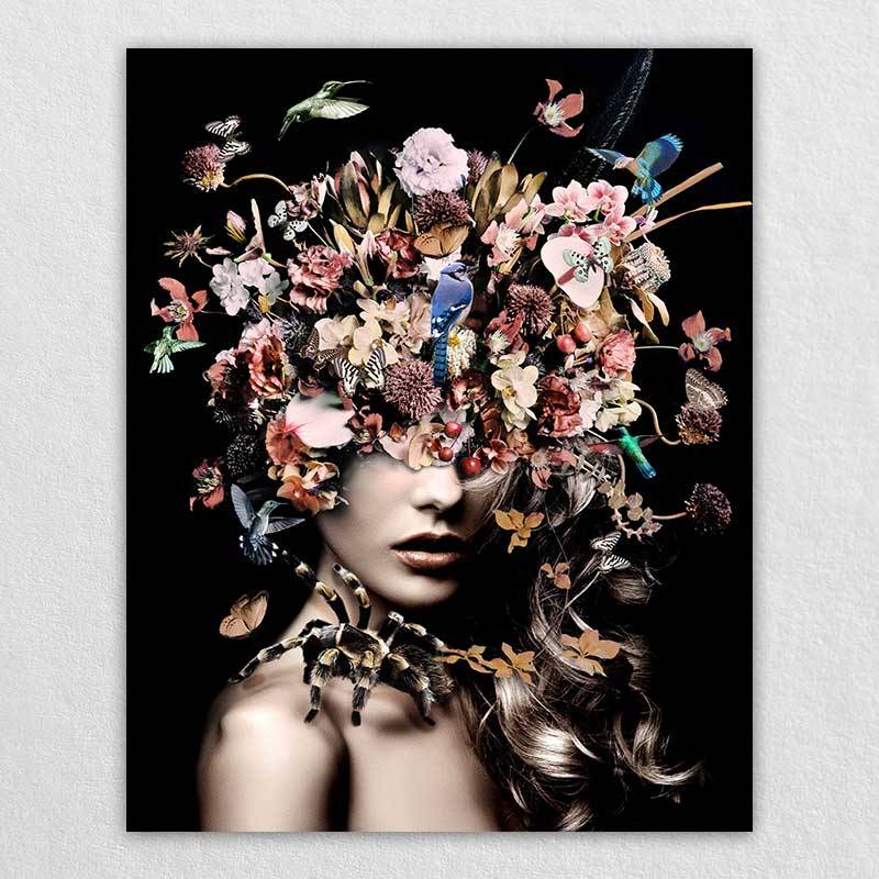 Floral Wall Hangings Art | Omgportrait Woman Wall Photo Canvas