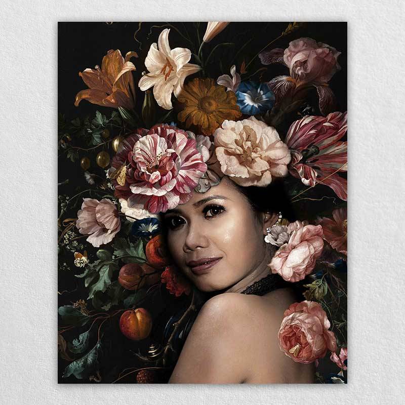 Floral Pictures for Wall | Woman Photograph Painting Design