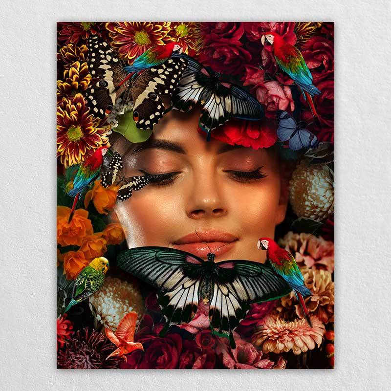 Portrait Drawing Photo | Omgportrait Butterfly Flower Wall Art