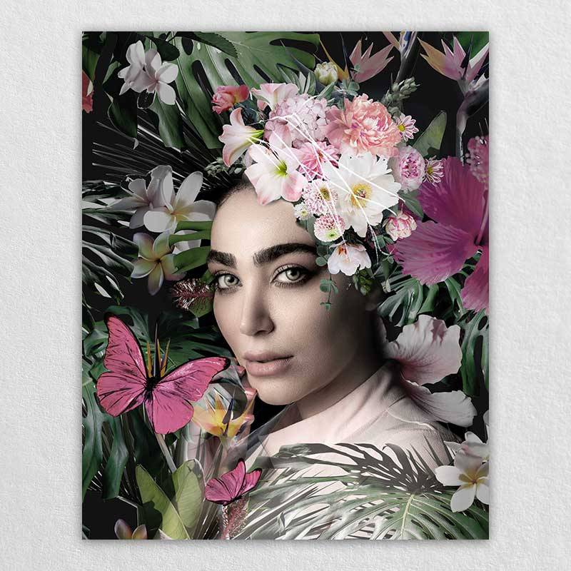 Floral Wall Decor | Customized Woman Portrait Painting