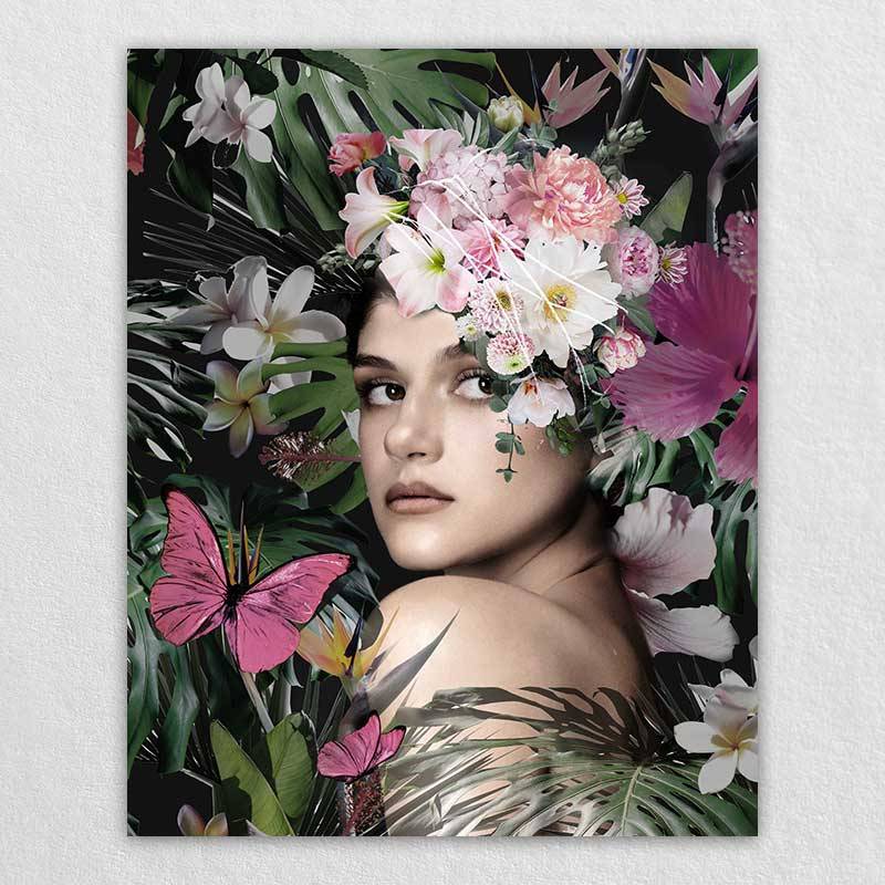 Floral Wall Decor | Customized Woman Portrait Painting