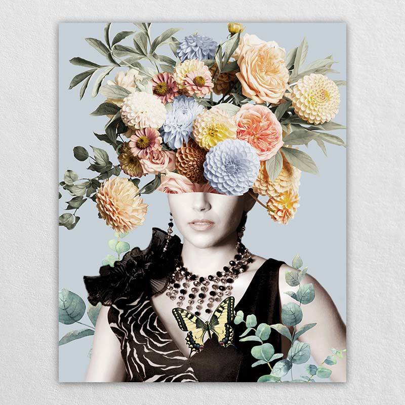 Woman Canvas Flower Pictures