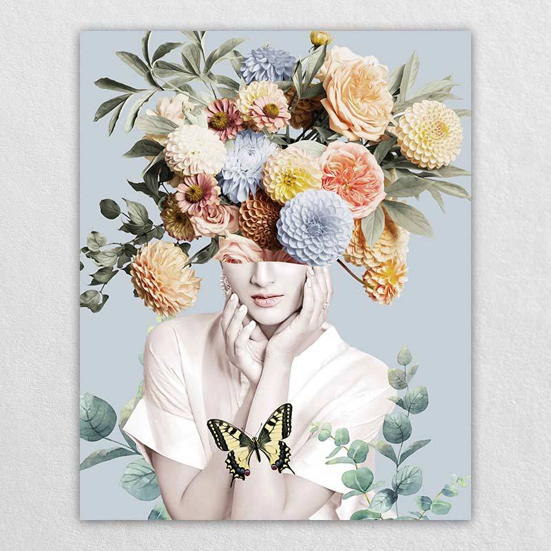 Woman Canvas Flower Pictures
