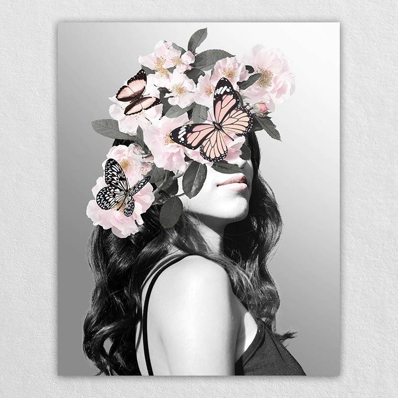 Image to Painting Woman Bedroom Flower Wall Decor