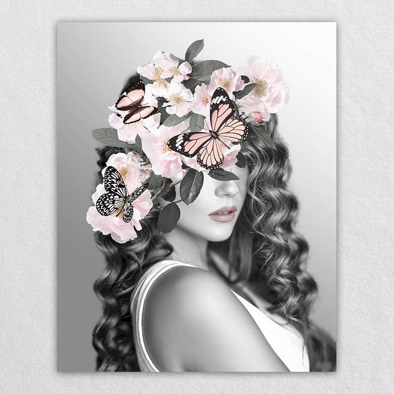 Image to Painting Woman Bedroom Flower Wall Decor