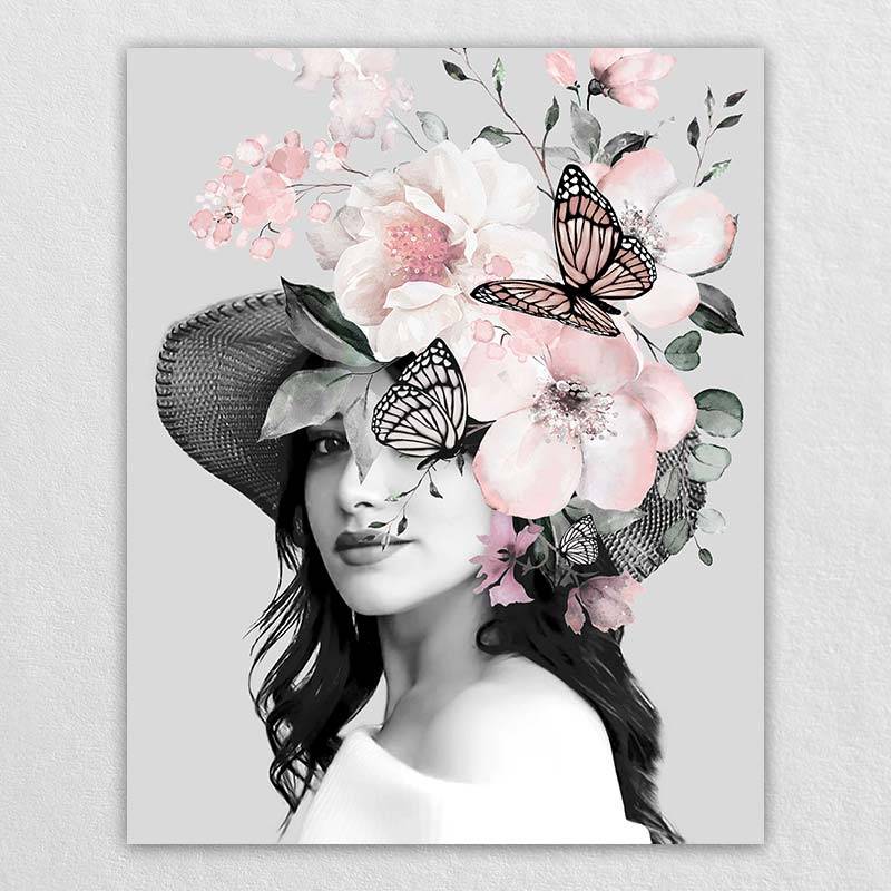 Digital Photo to Canvas |Omgportrait Custom Flower Woman Painting