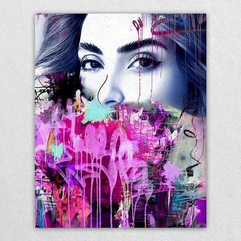 Making a Photo Canvas for the Girl Abstract Wall Graffiti Portrait