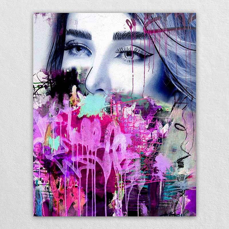 Making a Photo Canvas for the Girl Abstract Wall Graffiti Portrait