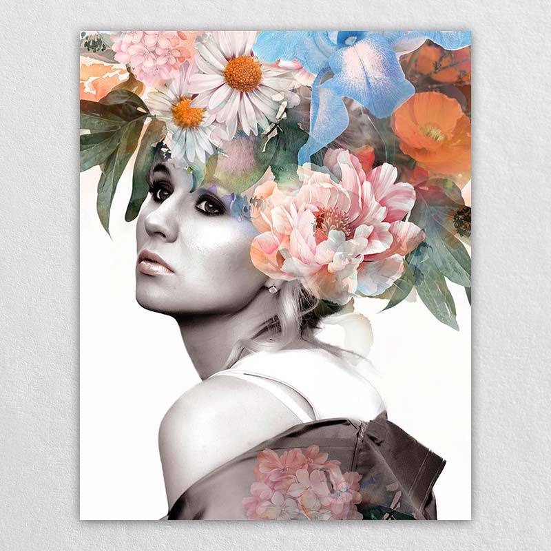 Graceful Female Flower Wall Decor | Best Photo Canvas Sale