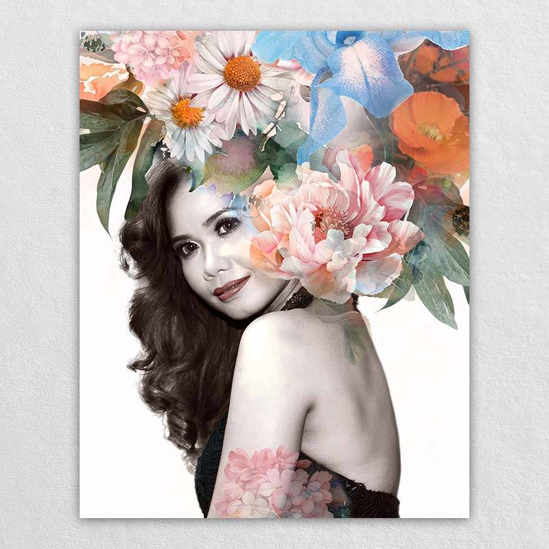 Graceful Female Flower Wall Decor | Best Photo Canvas Sale