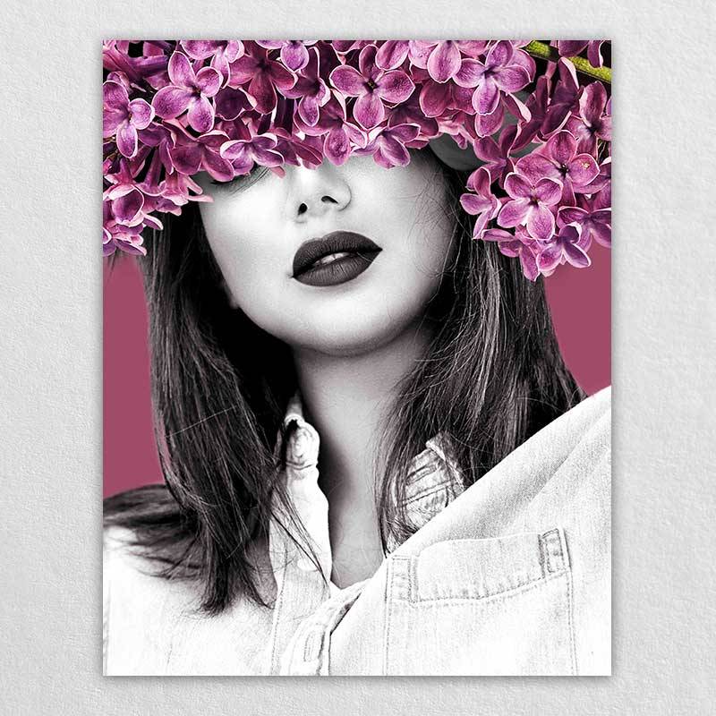 Portrait Digital Art Customized portrait of Ms. Purple Flower