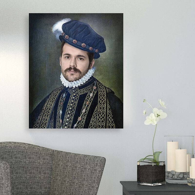 Portrait of a Renaissance King Personalised Large Custom Canvas
