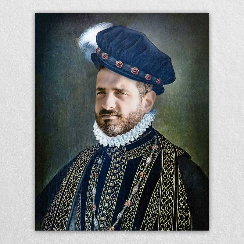 Portrait of a Renaissance King Personalised Large Custom Canvas