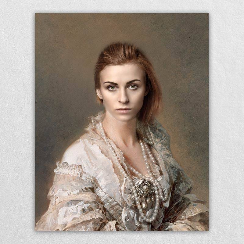 Elegant Beautiful Renaissance Portrait Woman Painting Canvas
