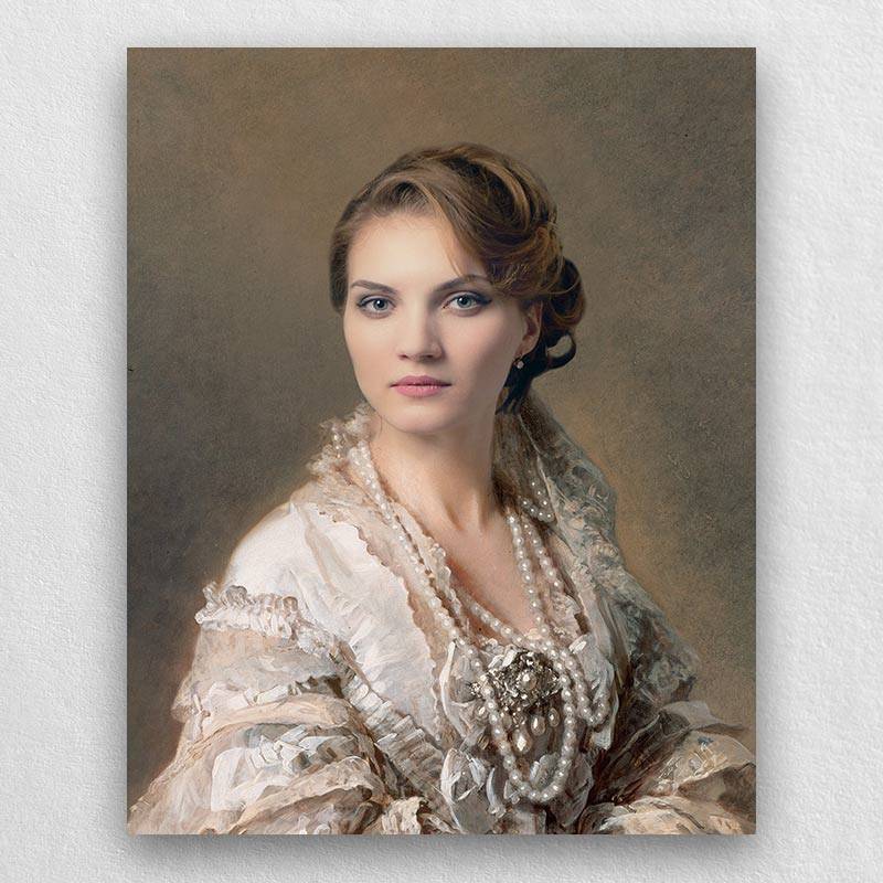 Elegant Beautiful Renaissance Portrait Woman Painting Canvas