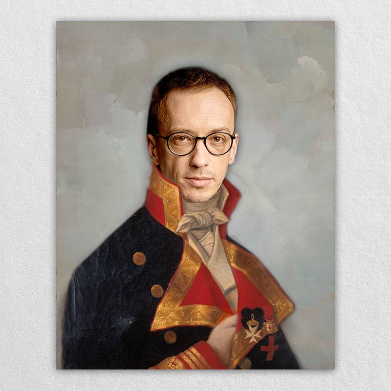 Custom Military Officer Noble Painting Personalized Wall Canvas