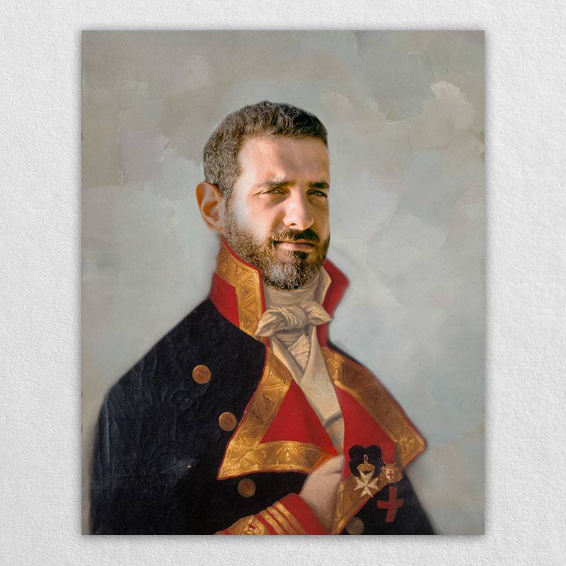 Custom Military Officer Noble Painting Personalized Wall Canvas