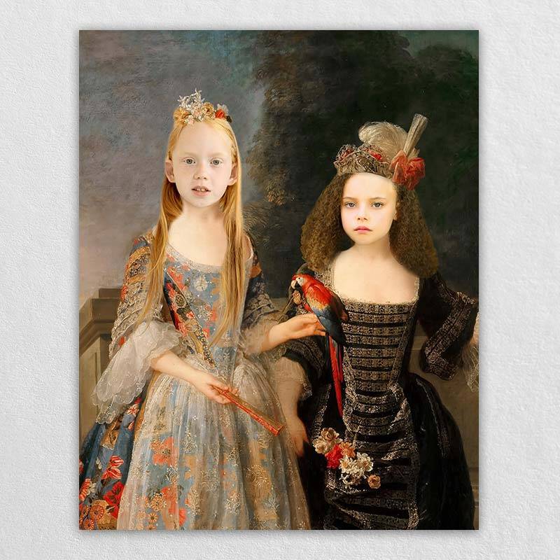 Classical the Royal Sisters Portrait Custom Made Canvas