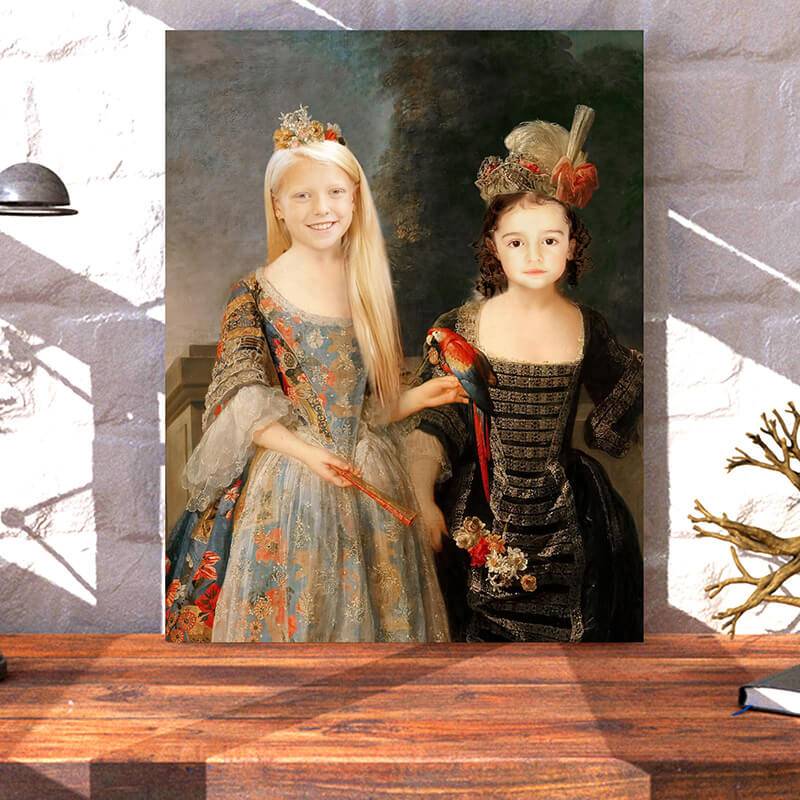 Classical the Royal Sisters Portrait Custom Made Canvas