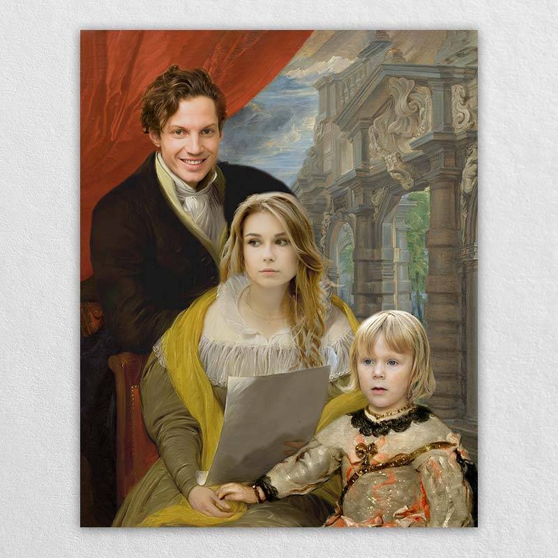 Vintage Family Portrait of Three People - Order Canvas Online