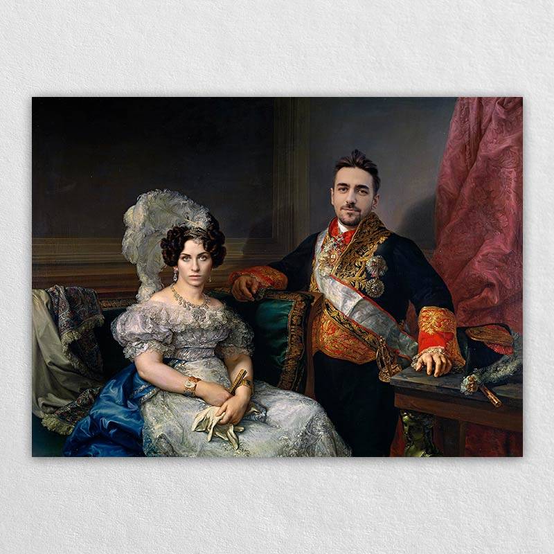 Create a Custom Renaissance Aristocratic Couple Portrait on Canvas