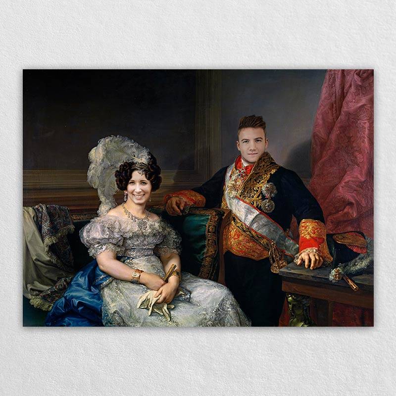 Create a Custom Renaissance Aristocratic Couple Portrait on Canvas